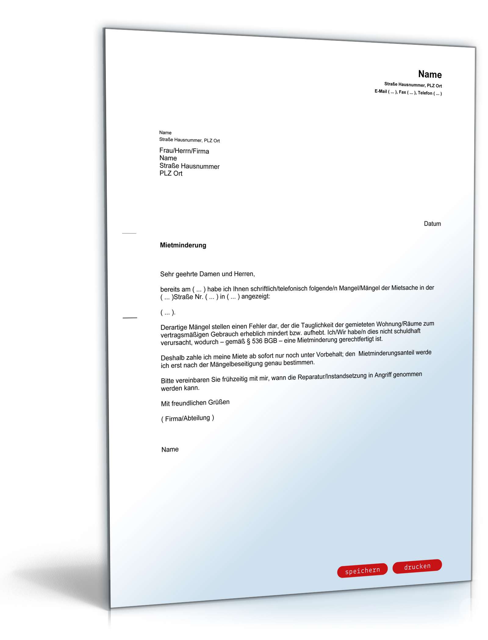 Mietzahlung unter Vorbehalt PDF