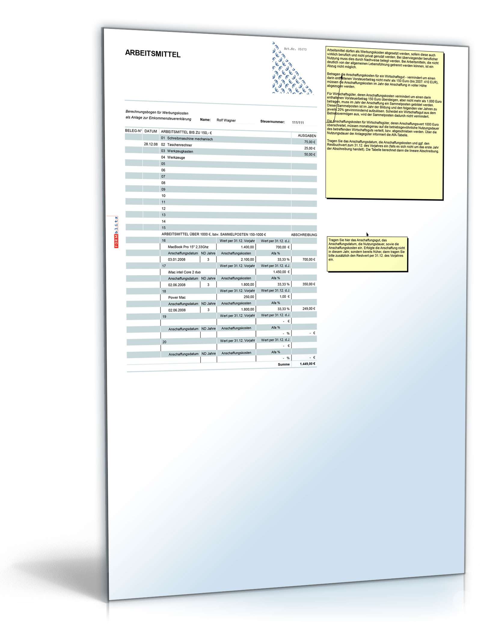 Toolbox Steuer Excel. Seite: 2