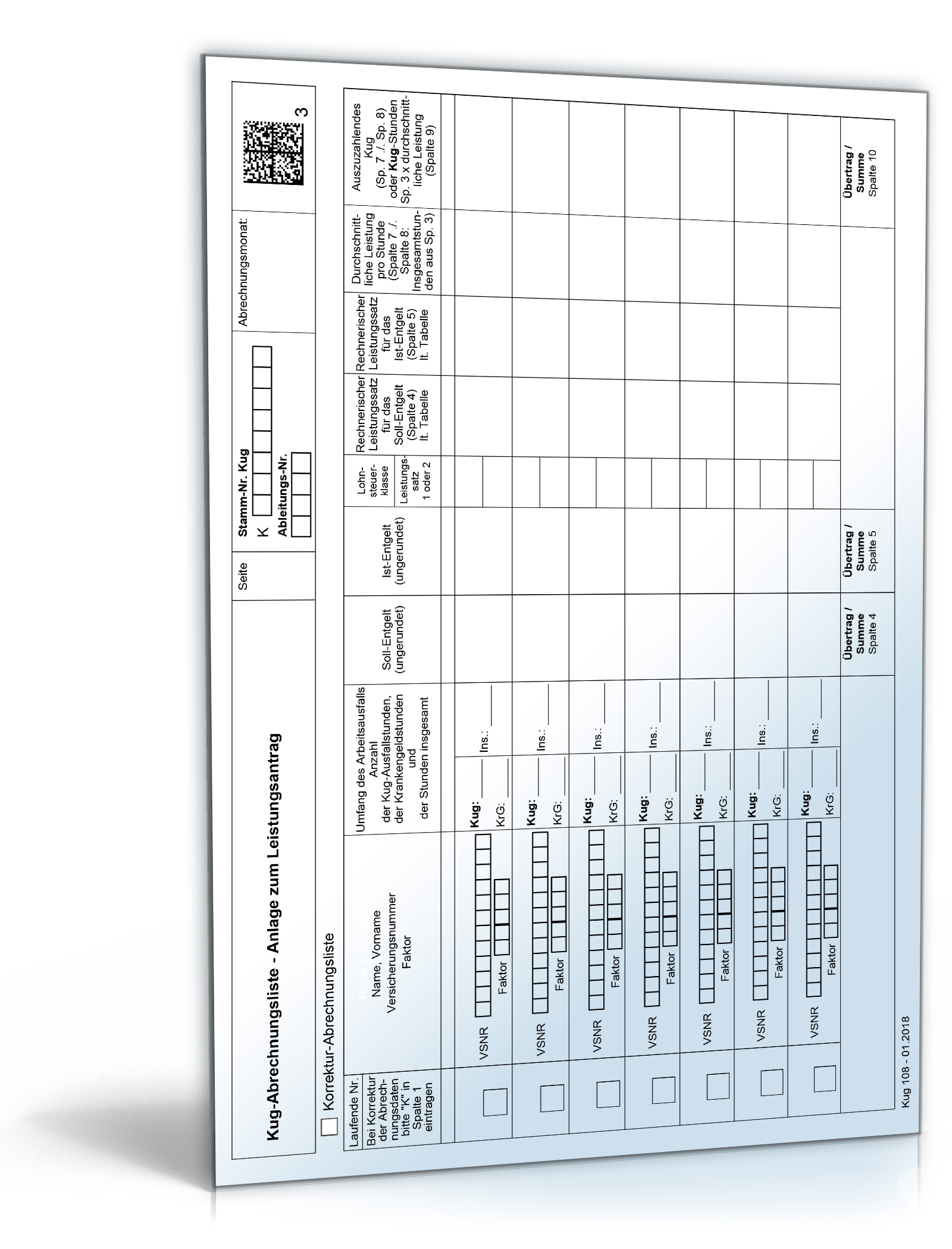 Kurzarbeitergeld Abrechnungsliste PDF
