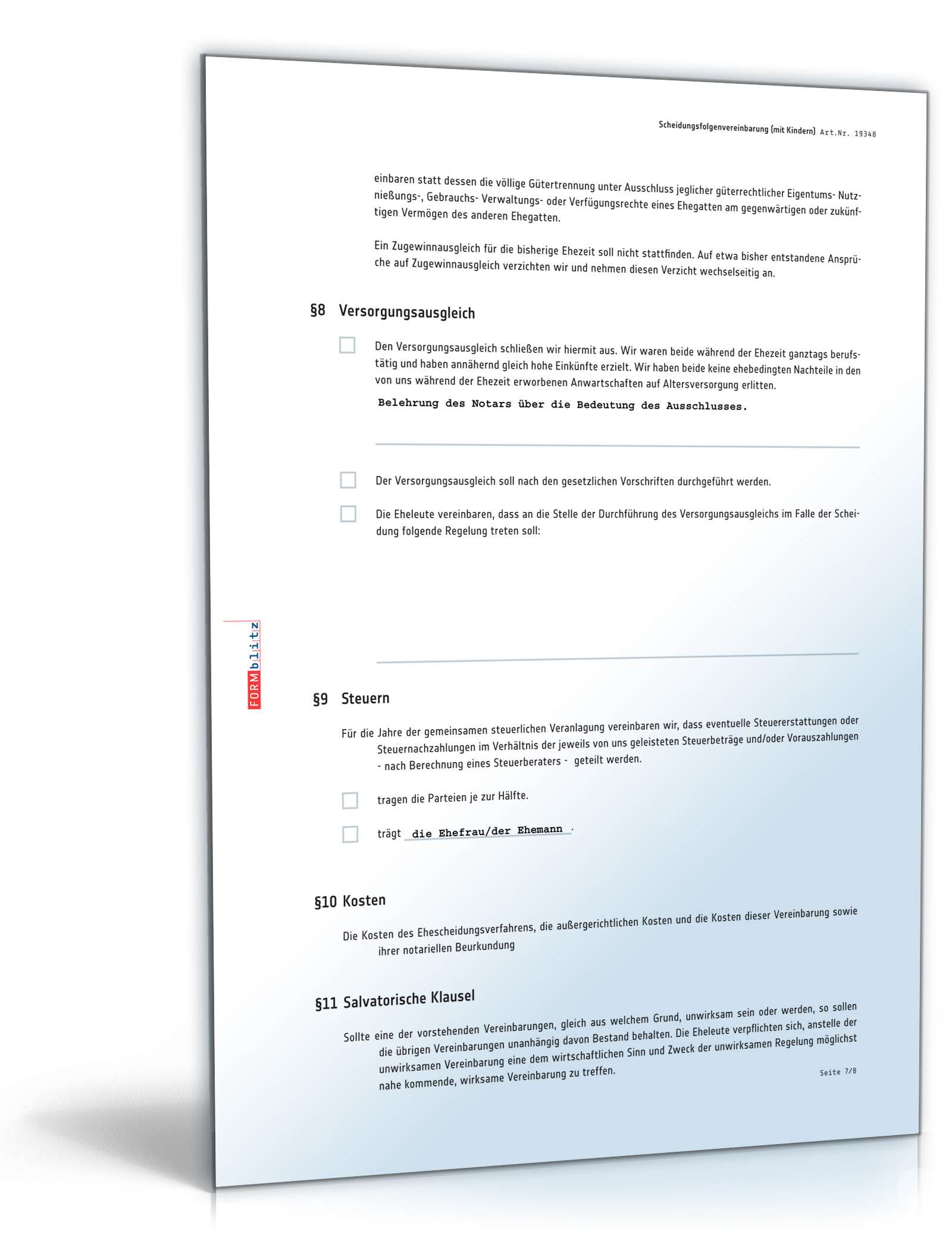 Scheidungsfolgenvereinbarung Eheleute mit Kinder PDF. Seite: 7