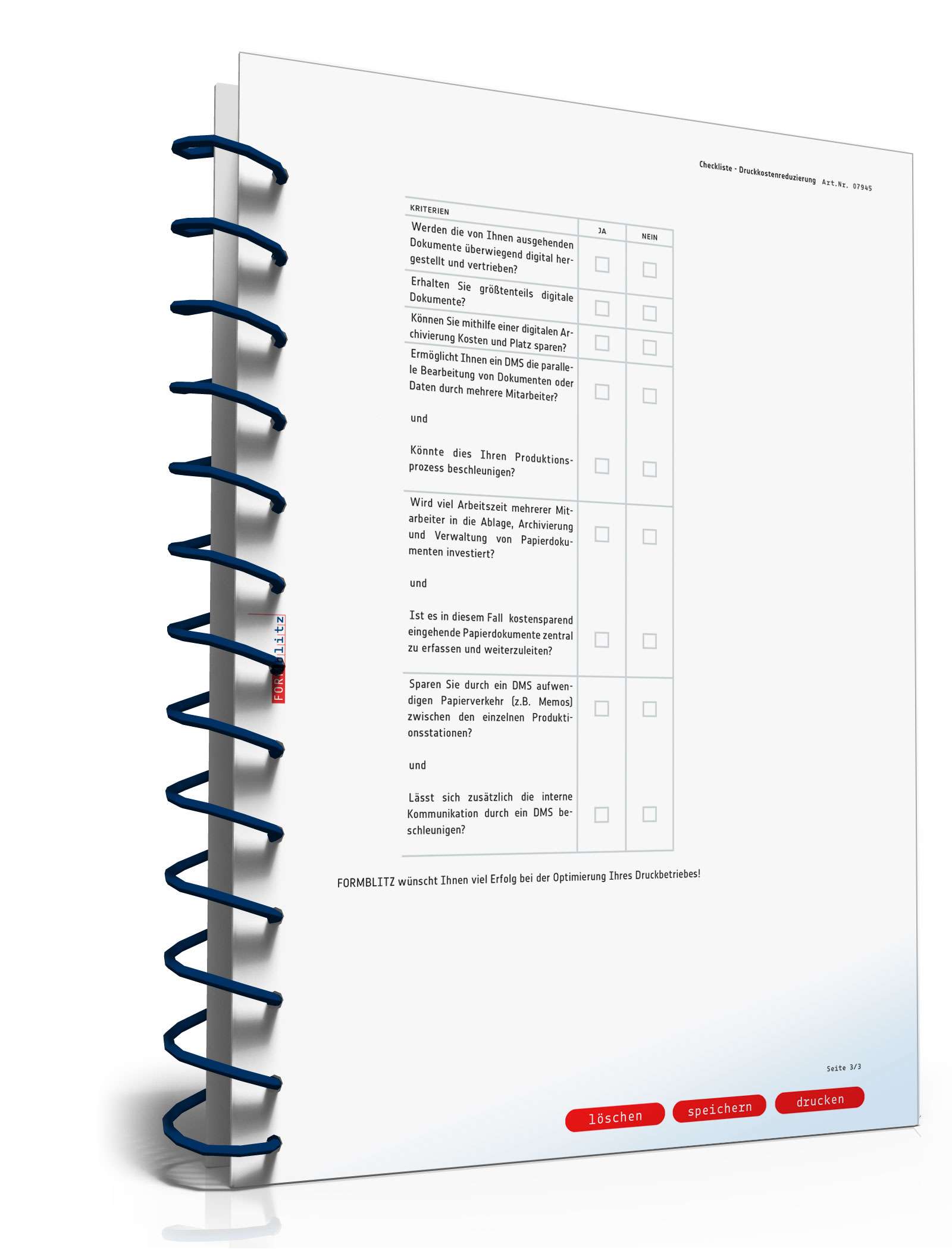 Checkliste Kostenreduktion Druckbereich PDF. Seite: 3