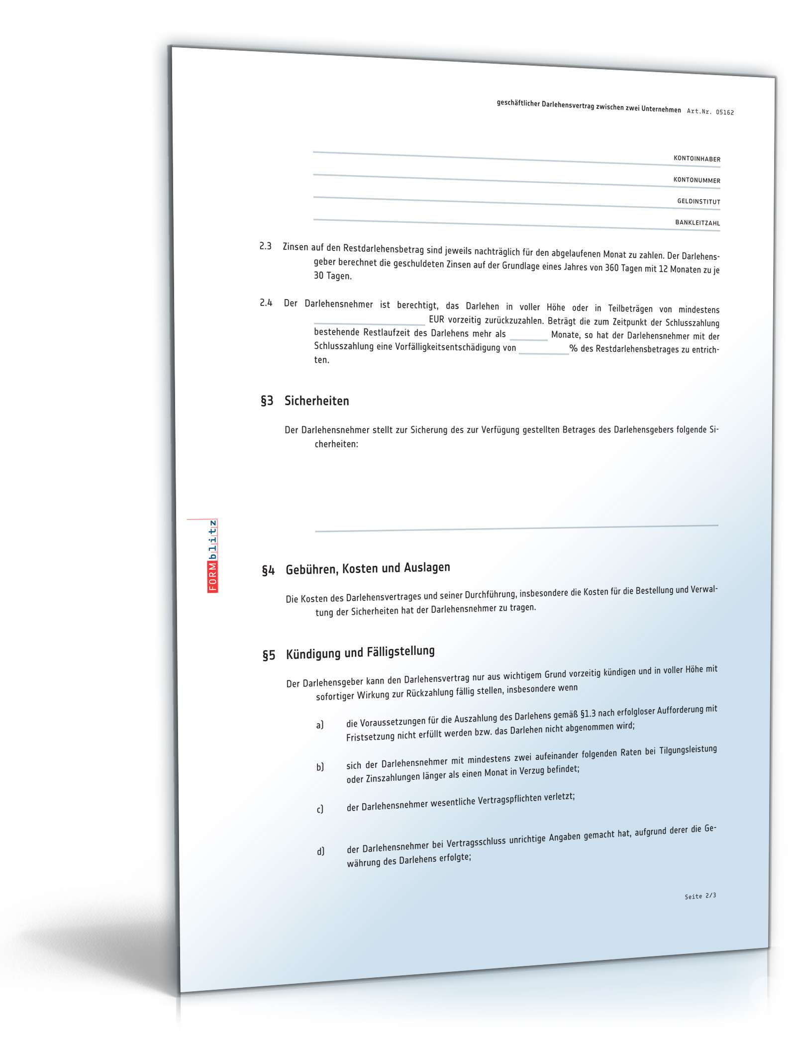 Unternehmer Darlehensvertrag  PDF. Seite: 2