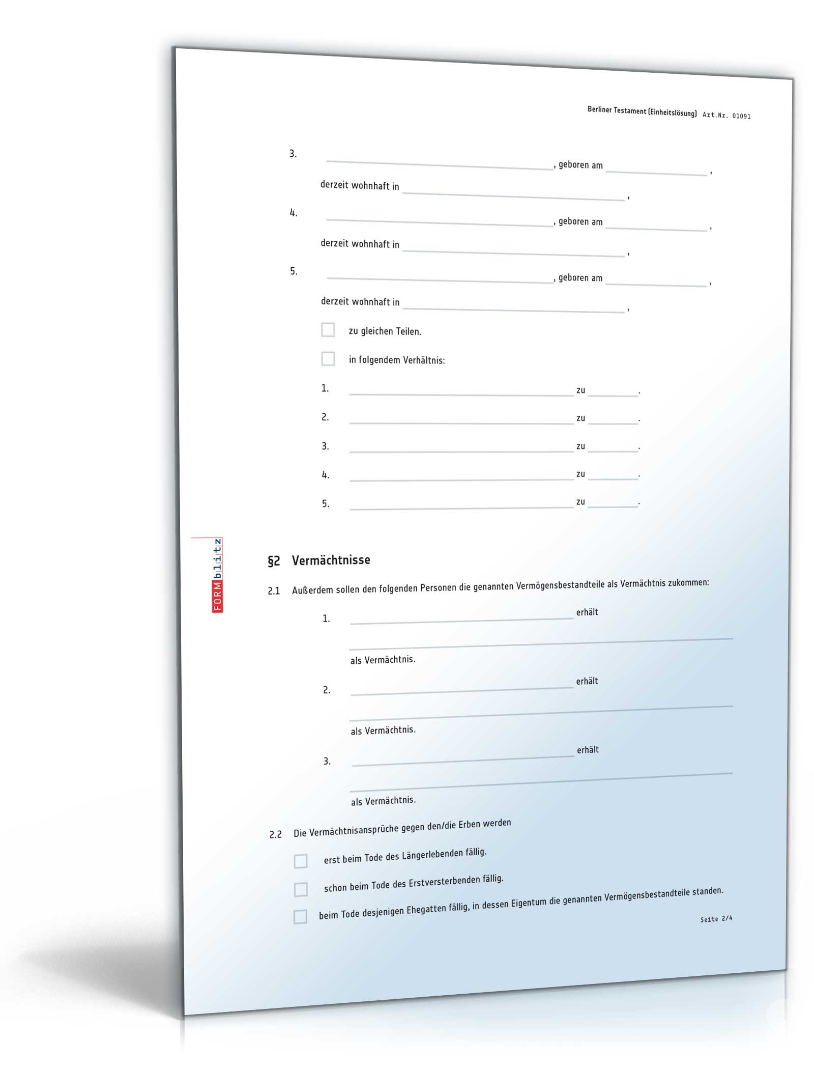 Berliner Testament Einheitslösung PDF. Seite: 2