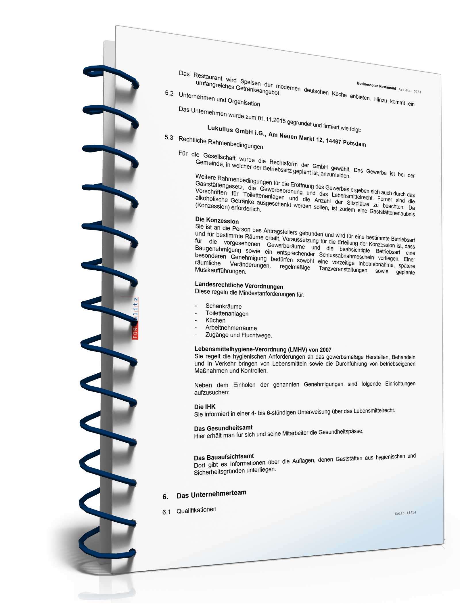 Businessplan Restaurant Excel. Seite: 12