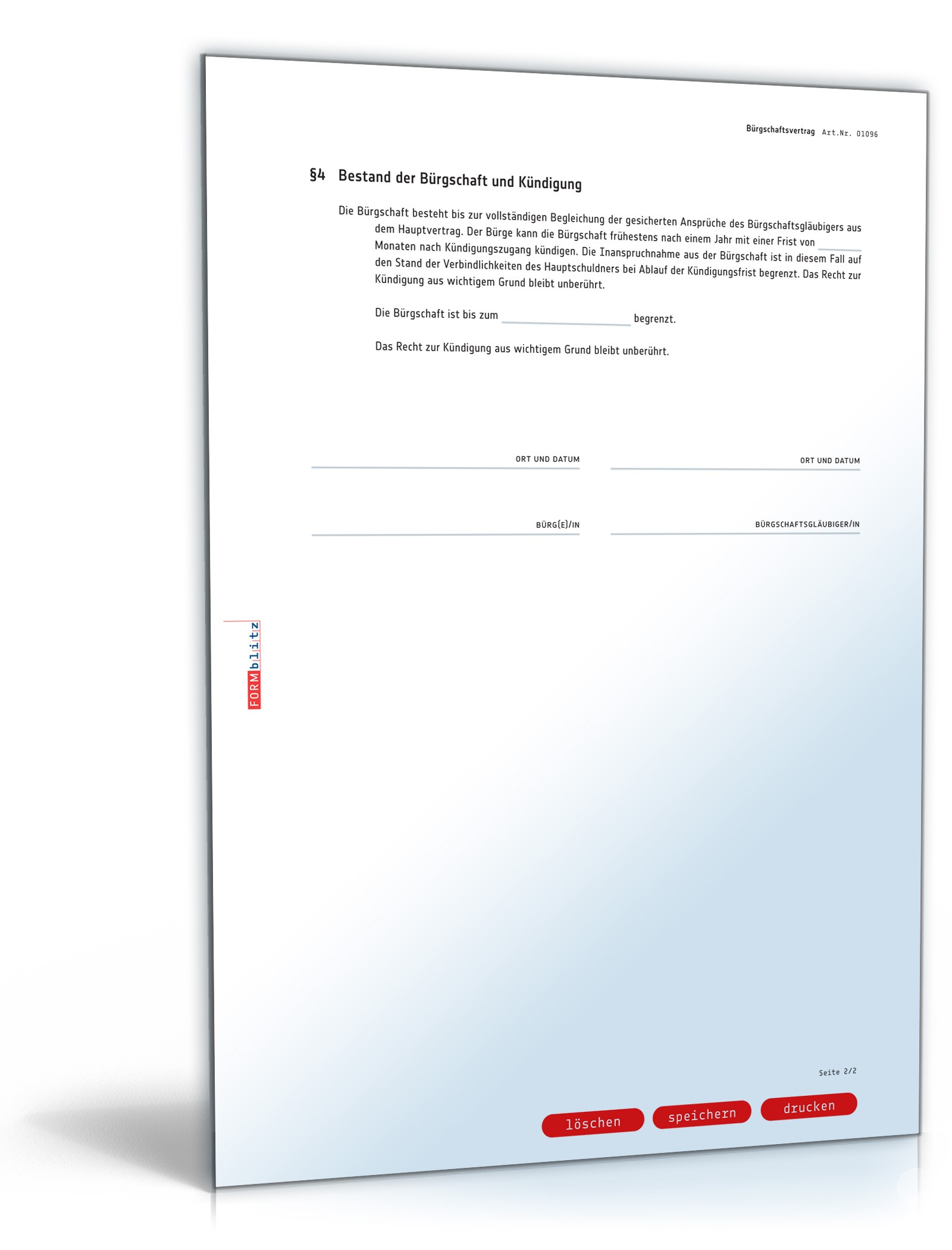 Bürgschaftsvertrag PDF. Seite: 2