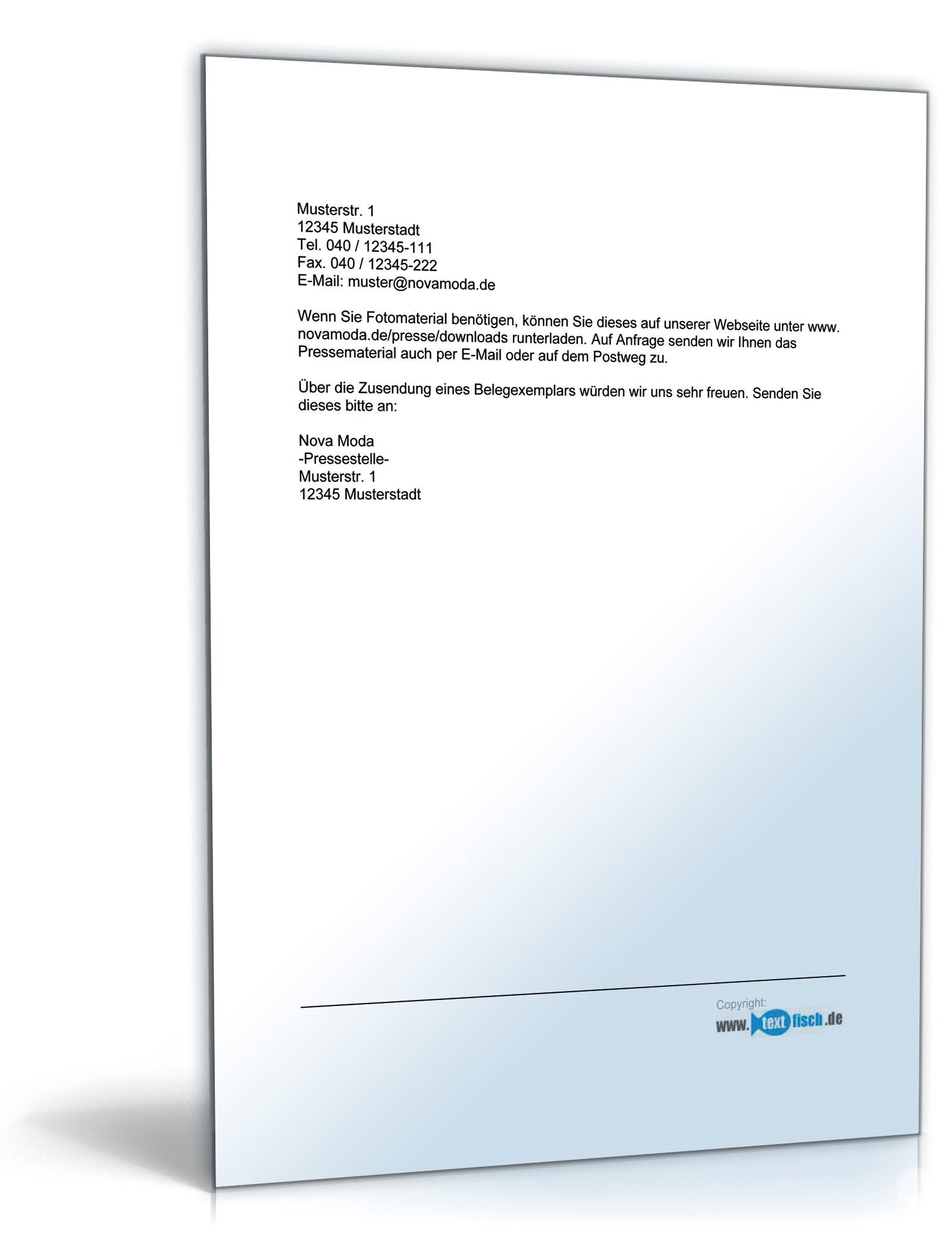 Pressemitteilung über die Eröffnung eines Bekleidungsgeschäfts PDF. Seite: 2