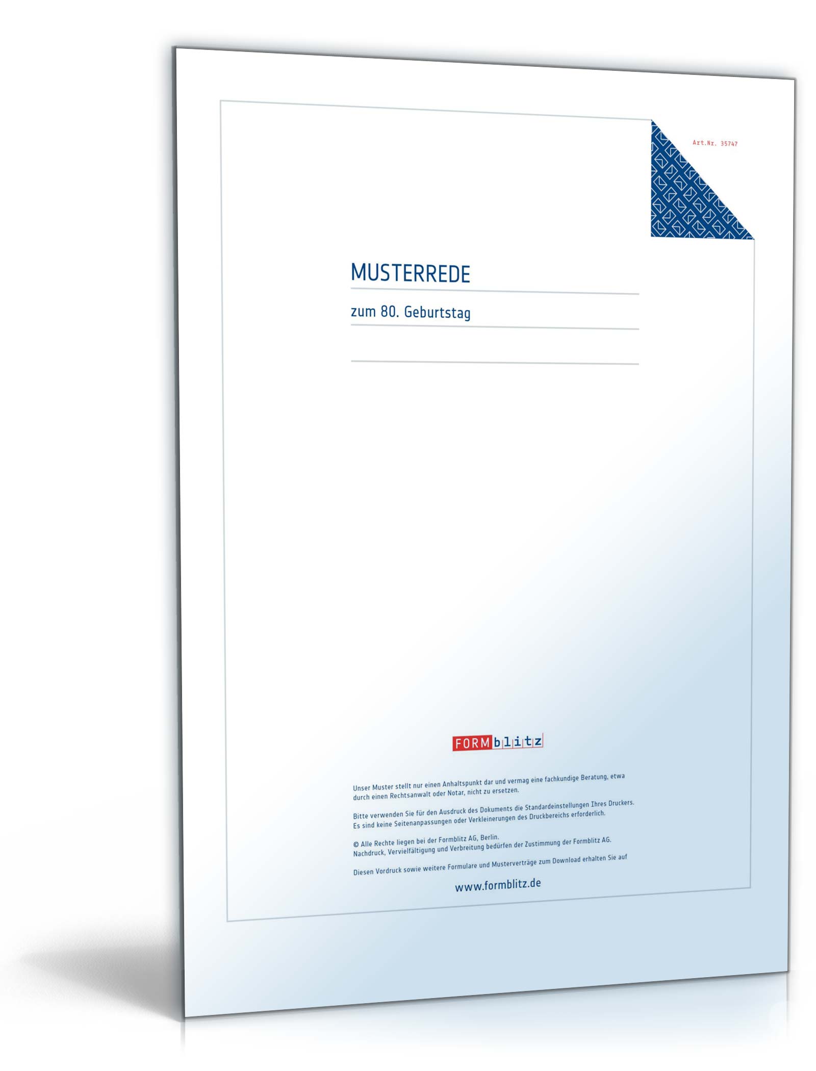 Musterrede zum 80. Geburtstag 2024 Word