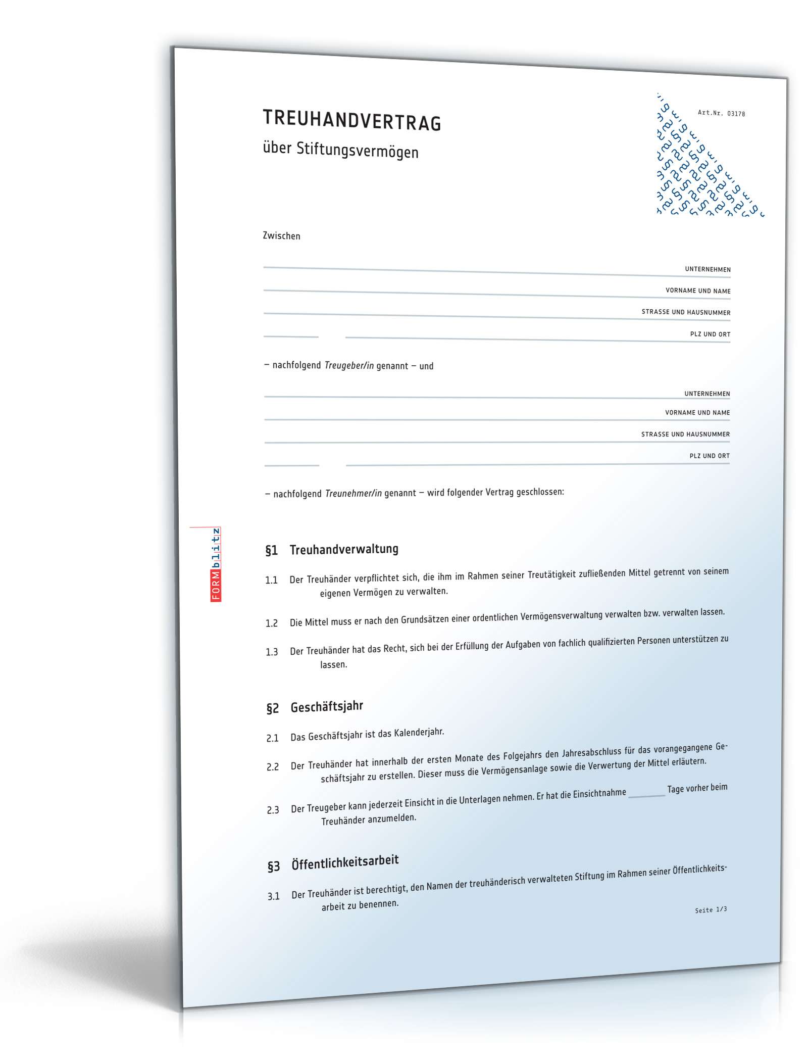Treuhandvertrag Stiftungsvermögen PDF