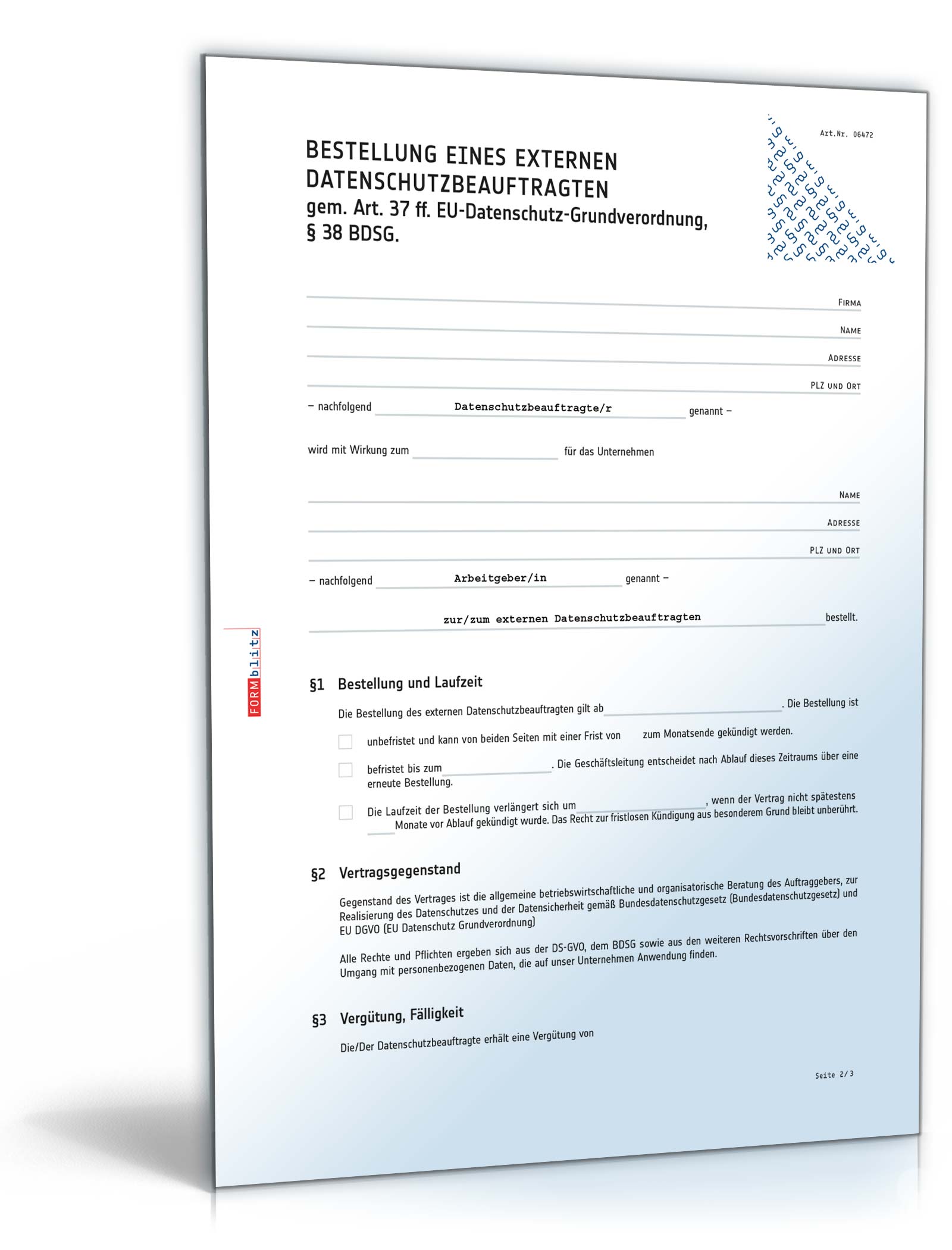 Bestellung externer Datenschutzbeauftragter DSGVO PDF