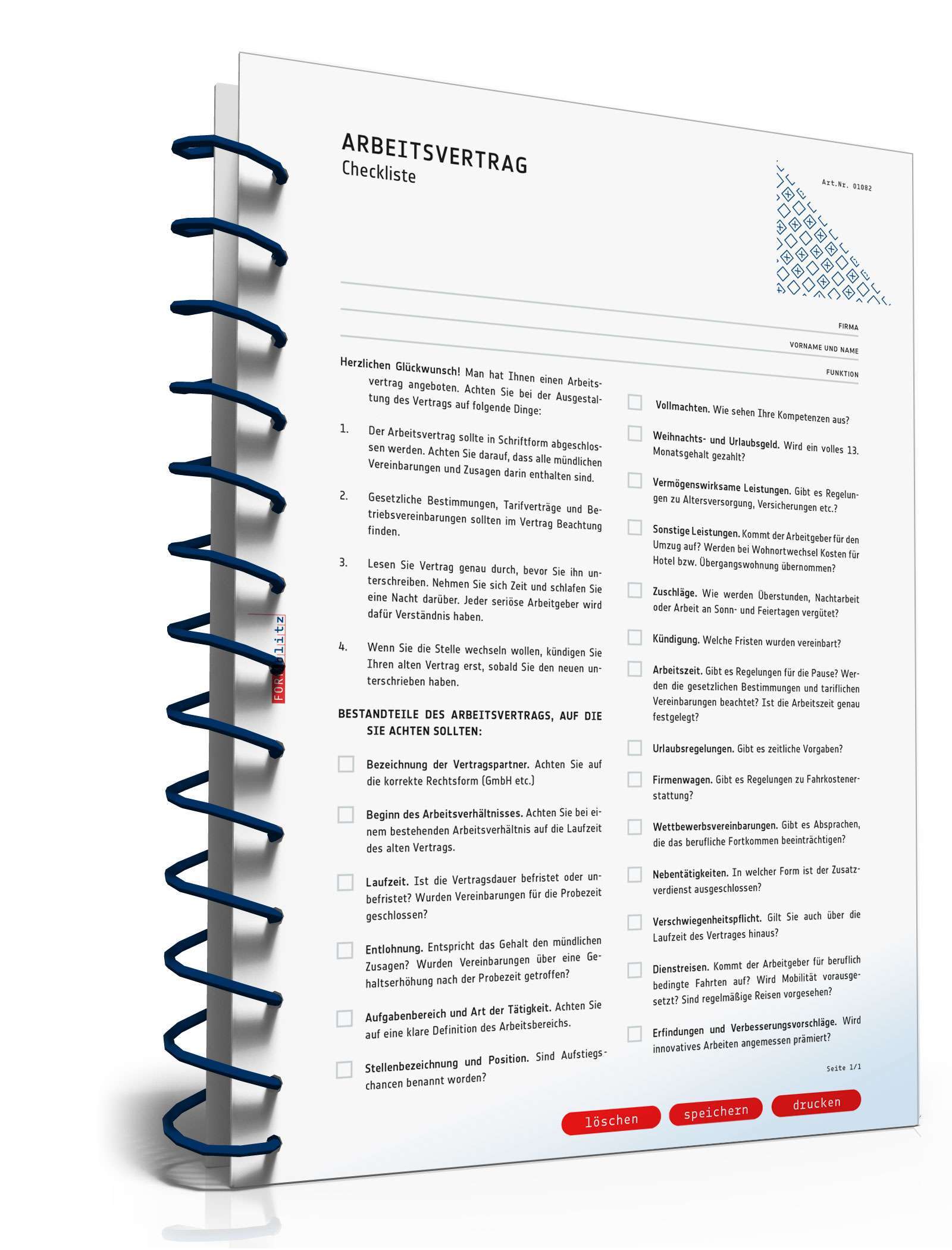 Checkliste Arbeitsvertrag