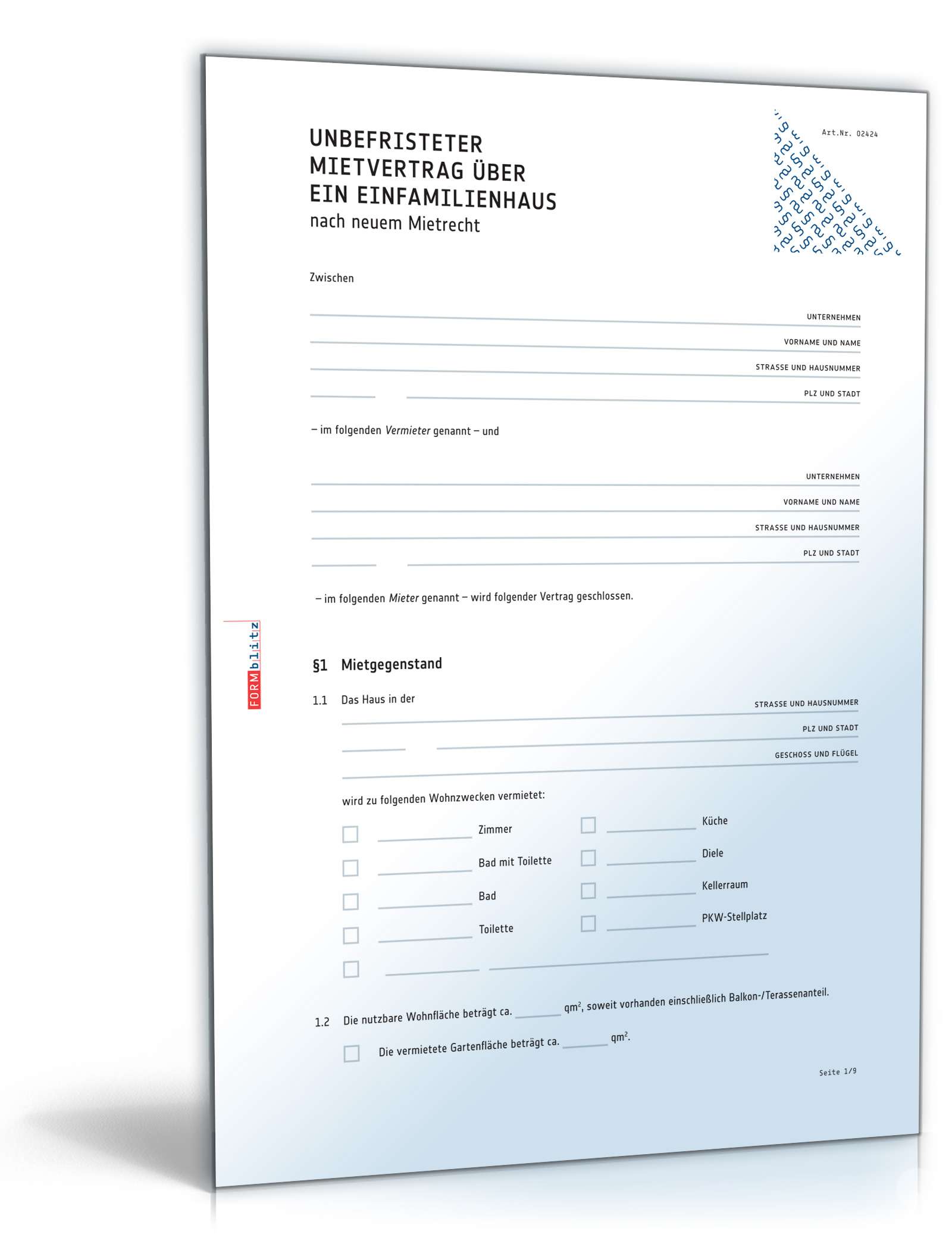 Mietvertrag Einfamilienhaus